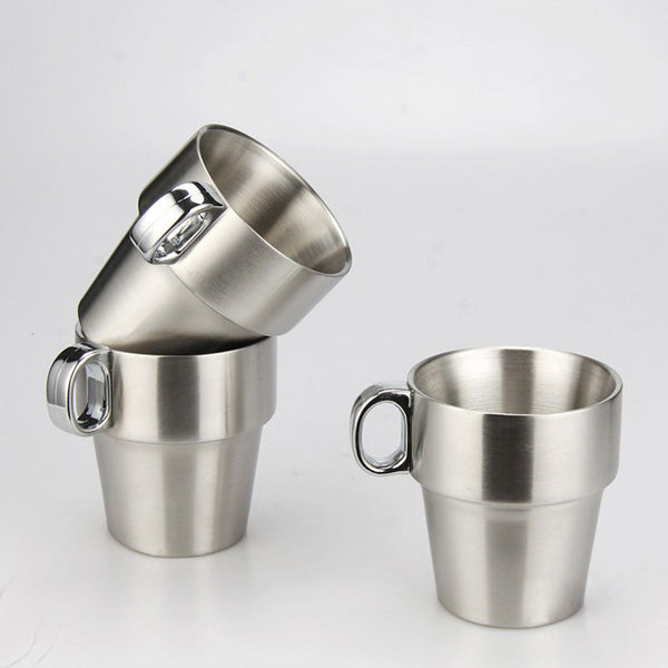 Stainless Steel Espresso Cup Set with rack